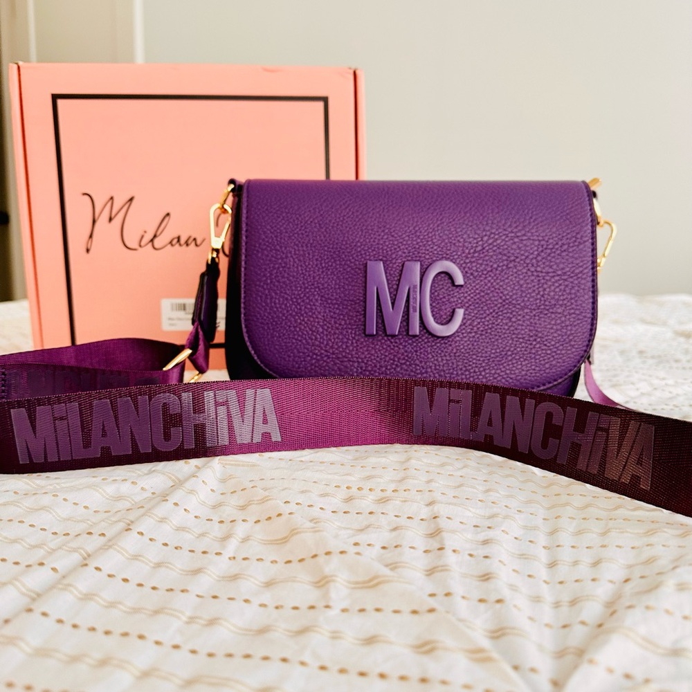 Vegan Leather Purple Crossbody Bag